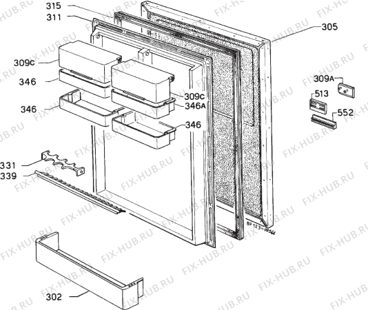 Взрыв-схема холодильника Zanussi ZU6154 - Схема узла Door 003